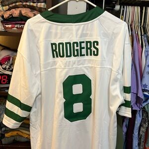 Rodger’s #8. Green and White. Made of knit. Off brand.